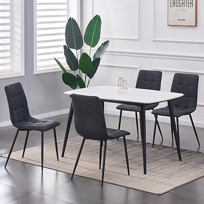 mcc direct Set of 4 Faux Suede Dining Chairs Metal Legs Black Grey Light Grey