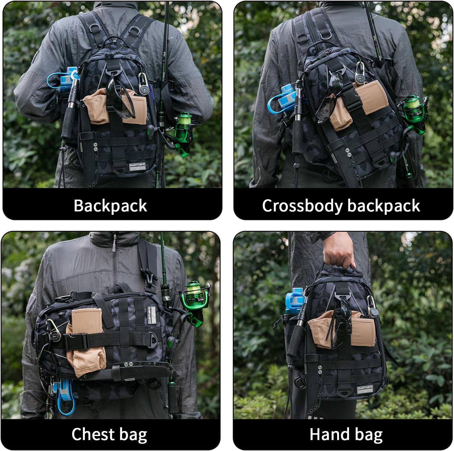 Ghosthorn Fishing Tackle Backpack Storage Bag - Outdoor Shoulder Backpack - Fishing Gear Bag Standard Incognito Camouflage : Sports & Outdoors