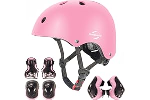 UNIQUEFIT Kids Boys and Girls Protective Gear Set, Outdoor Sports Safety Equipment 7Pcs Child Helmet Knee &Elbow Pads Wrist Guards for Roller Scooter Skateboard Bicycle