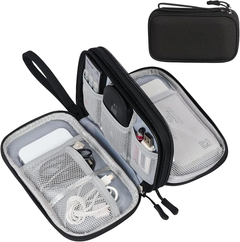 FYY Travel Cable Organiser 2-Layer Waterproof Electronics Case Black