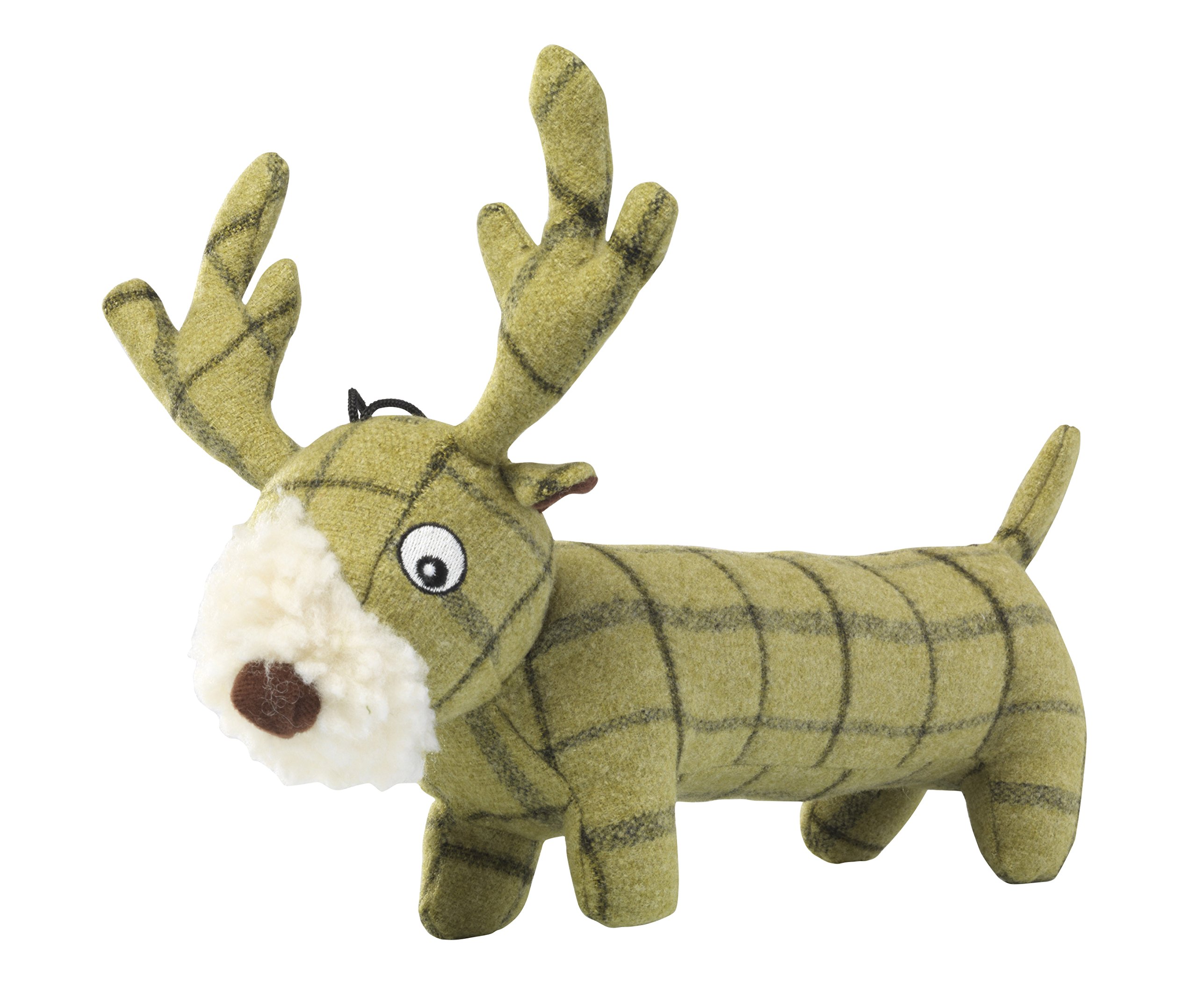 House of Paws Tweed Plush Long Stag Dog Toy, Green