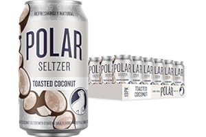 Polar Seltzer Water Toasted Coconut, 12 fl oz Cans, 18 Pack