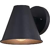 VAXCEL Smith 6.25 in. H 1-Light Textured Black Contemporary Outdoor Wall Sconce, Durable Steel Metal Cone Shade, LED Compatib