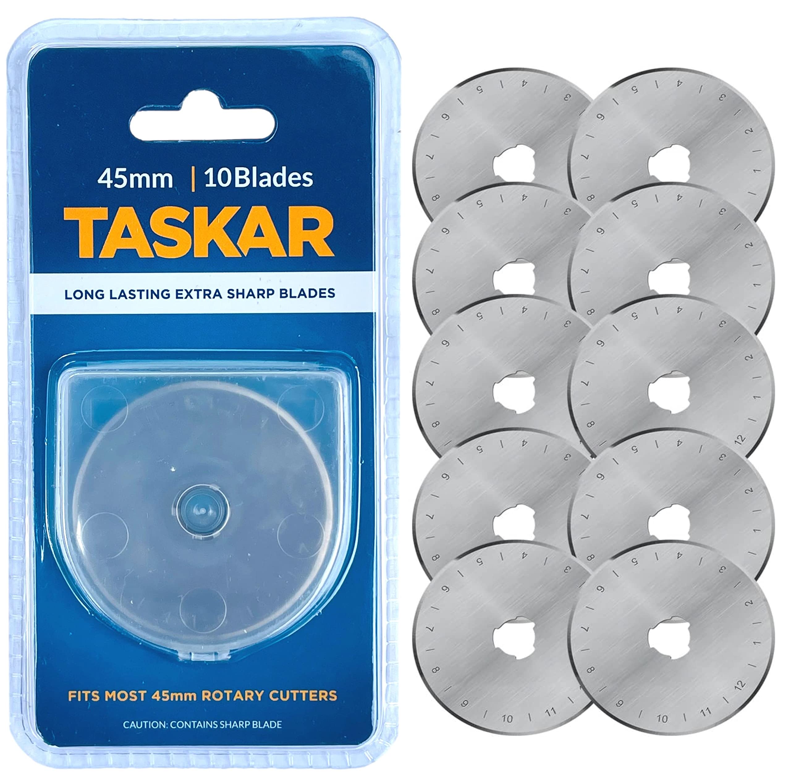 Taskar 45mm Rotary Cutter Blades for Olfa Etc - 10 Pack