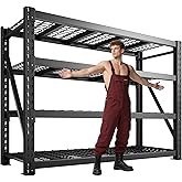 Bepatio 9400LBS Industrial Garage Shelving Heavy Duty Storage Shelves Metal Shelving Unit 4Tire Shelving Unit,Adjustable Shelving for Basement Warehouse Commercial Shelf,67.6'Wx23.7'Dx72'H,Black