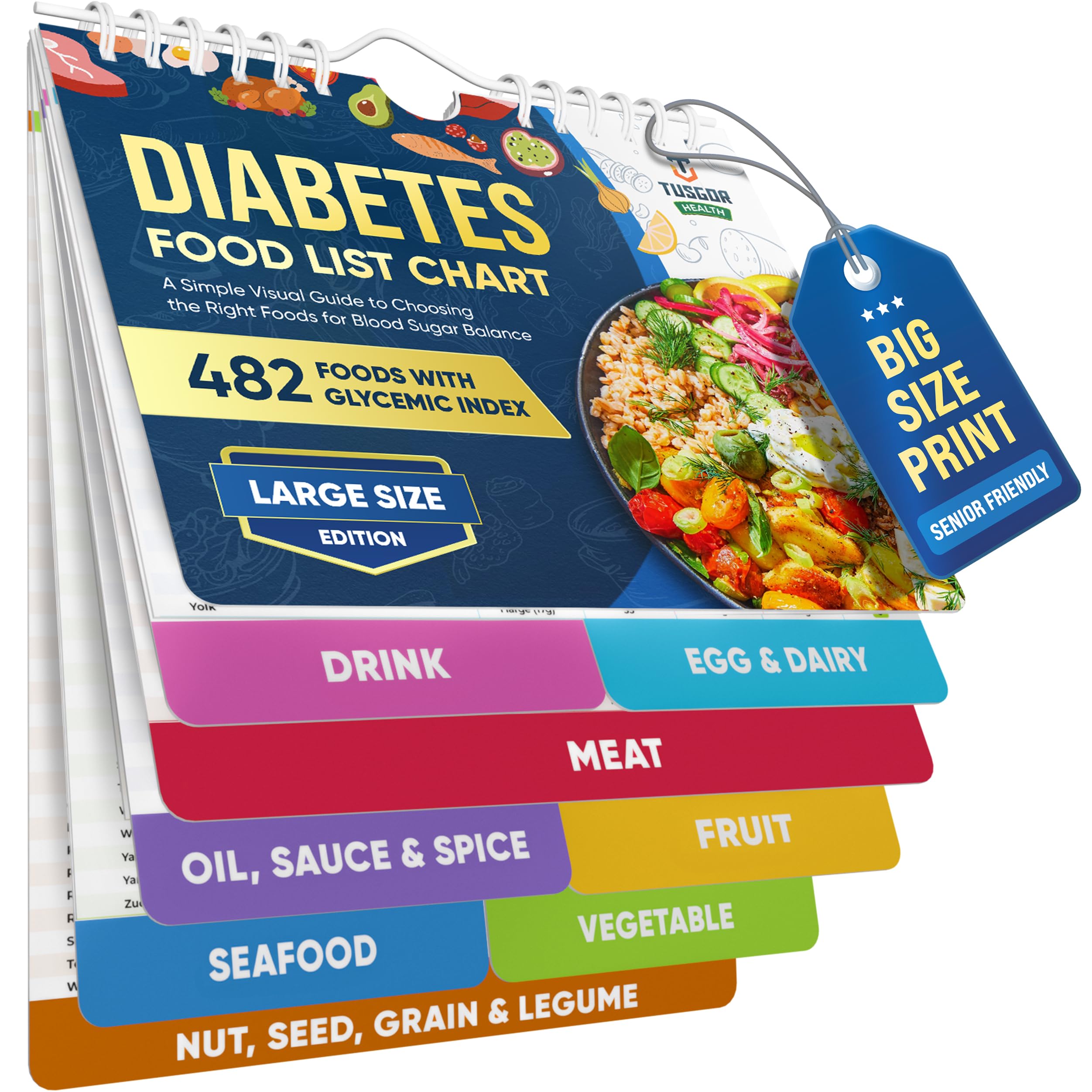 Photo 1 of [480+ FOODS] Diabetic Food List With Glycemic Index Information - Magnet Diabetes Food List Chart Booklet With Glycemic Index 2026 Version For Newly Diagnosed, Type 1, Type 2 Diabetes (Large Size)