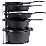 Heavy Duty Pan Organizer, Extra Large 5 Tier Rack - Holds Cast Iron Skillets, Dutch Oven, Griddles - Durable Steel Constructi