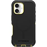 OtterBox iPhone 16 (Only) - Defender Series MagSafe Case - Night (Black & Yellow) - Built-in Magnets - Screenless - Rugged & Durable - with Port Protection