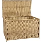 MOORLITER Wicker Storage Trunk, Large Storage Basket with Lid,Rural Natural | Handwoven Wicker Chest with Stay-Open Lid, 30 x 17 x 18 in, 160L（42.3 Gallon）Metal Frame, Easy to Assemble, Supports 200lb