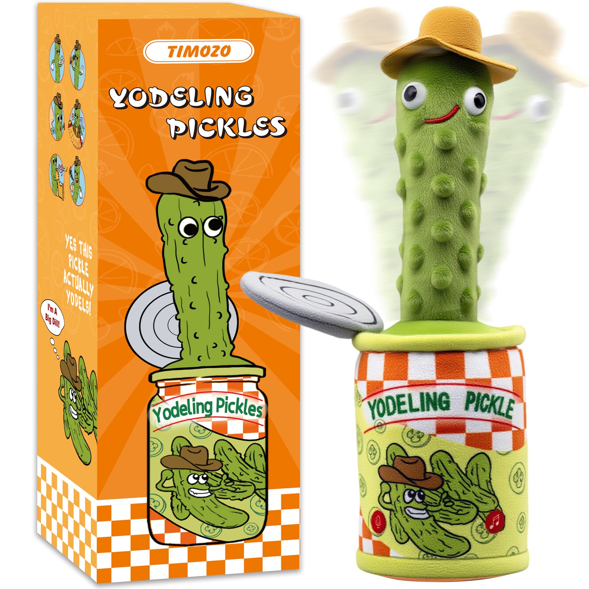 Photo 1 of Timozo Yodeling Pickle, Talking Yodeling Toy Repeats What You Say, Singing Pickle Plush Toys - Rechargeable Twisted Mimicking Toy Singing Dance, Funny Prank Novelty Gag Gift for Adults & Kids