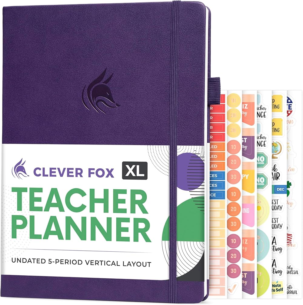 Clever Fox Teacher Planner – School Year Planner with Calendars & Lesson Plans,