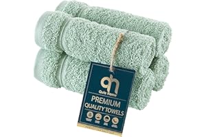 Qute Home 4-Piece Washcloths Towels Set, 100% Turkish Cotton Premium Quality Towels for Bathroom, Quick Dry Soft and Absorbent Turkish Towel, Set Includes 4 Wash Cloths (Green)