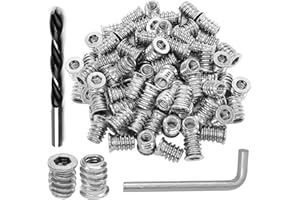 Wadayu 50pcs Threaded Inserts for Wood, Screw in Nut Fastener Connector, Steel Hex Drive Nut Inserts for Home Office Furniture (Silver, 1/4"-20 x15mm)