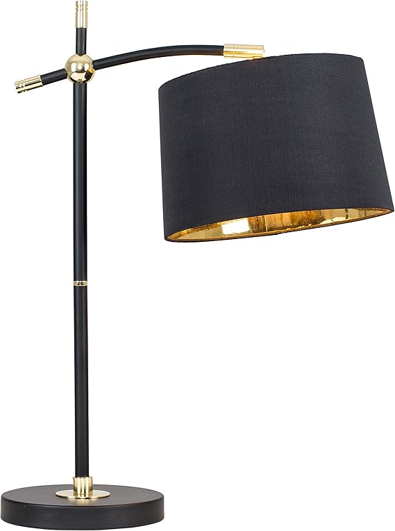 Modern Designer Style Black & Polished Brass Bedside Table Lamp Amazon