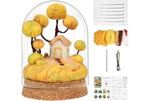 FARBCLUB Needle Felting Kit for Beginners Adult, Seasonal Scenery DIY Wool Felting Kit with Glass Cover, Basic Felt Tools, Wool Roving, Handmade Craft Felting Kit for Great Christmas Gift(Autumn)