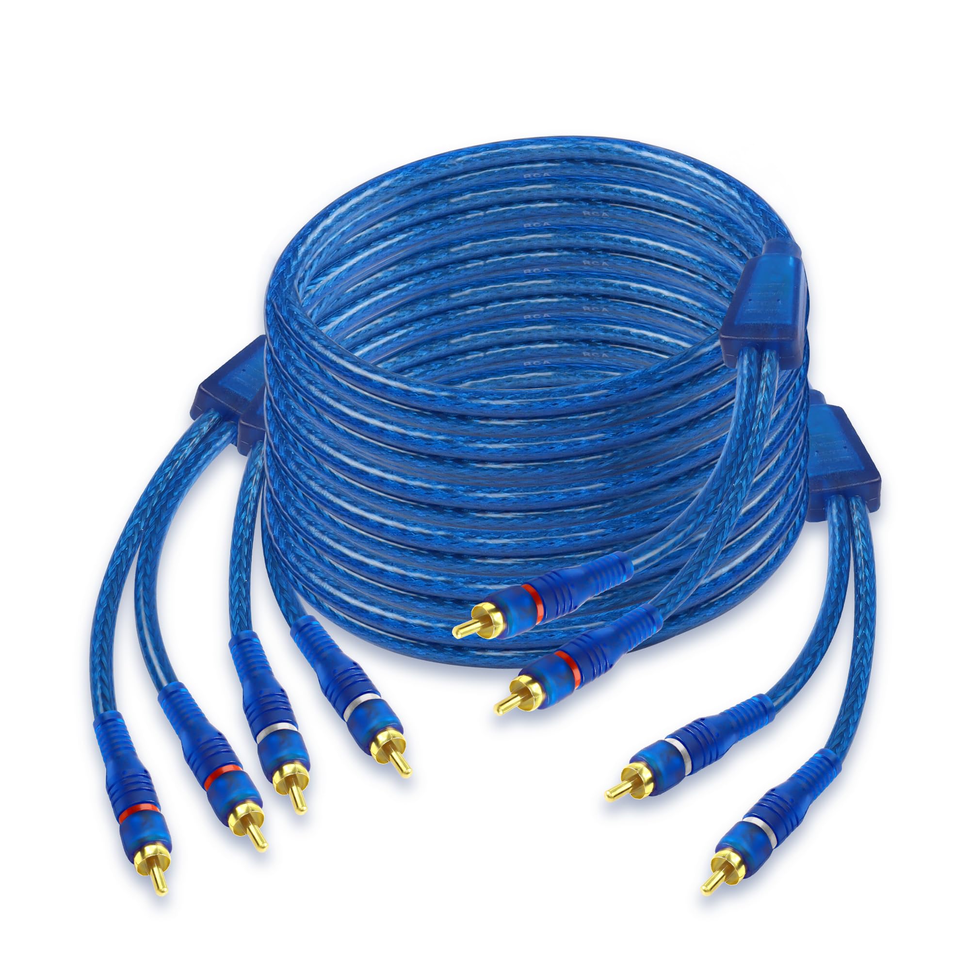 XMSJSIY 4 Channel RCA Car Audio Cable Interconnect Cable 4*RCA Male to Male Twisted Pair Cord Double Shielded 100% Oxygen Free Copper with Noise Reduction for Car Marine Motorcycle Audio-5M/16.4FT