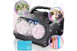 FUNNYB&G Bubble Machine 20000+ Bubbles Per Minute Portable Bubble Maker, Plug-in or Battery Powered Indoor Outdoor Parties Birthday Christmas (Black)