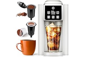 KIDISLE Hot & Iced Coffee Maker with Bold Setting, Single Serve Coffee Maker for K Cup and Grounds, 6-14 Oz Brew Sizes, 50 Oz
