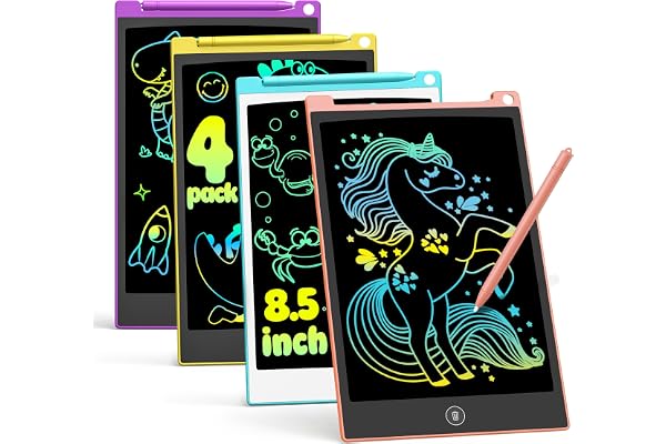 TECJOE 4 Pack LCD Writing Tablet, 8.5 Inch Colorful Doodle Board Drawing Tablet for Kids, Kids Travel Games Activity Learning