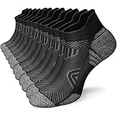 Cushioned Cotton Ankle Compression Socks for Men Women 6 Pairs Wicking Low Cut Arch Support Plantar Fasciitis Socks