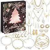 Jewelry Advent Calendar 2025 for Women, Christmas Gifts 24 Days Holiday Surprises Gifts, Fashion Bracelet Necklace Earrings Jewelry Set Christmas Countdown for Women Daughter Best Friend (Black)