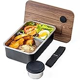 Stainless Steel Bento Box Adult |leak proof| Stainless Steel Lunch Box | Metal Lunch box|Sandwich Lunch Container adult| Food compartments |large|bentobox| Lunchbox| Non toxic Bamboo Lid|Black