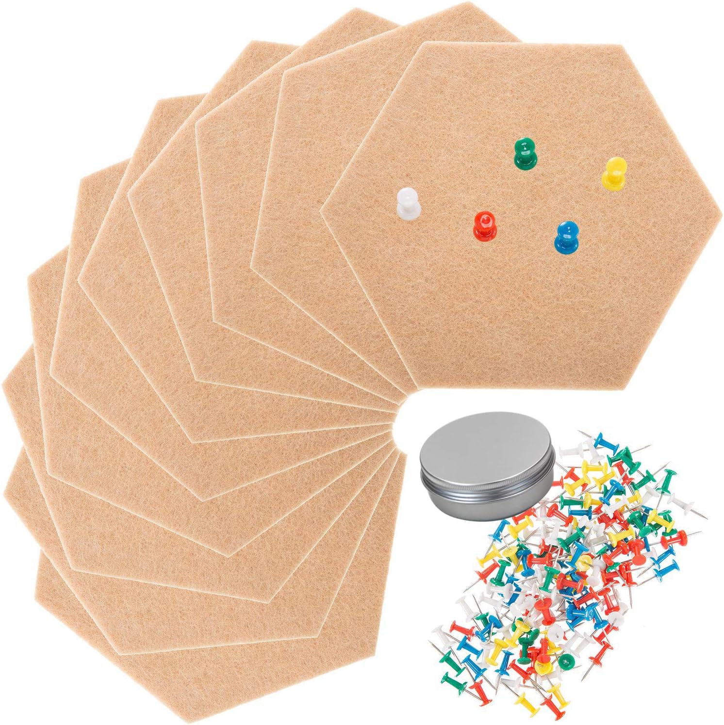 ABEY 10 Pack Hexagon Felt Board Pin Board Bulletin Board Hexagon Cork