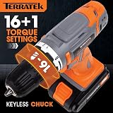 Terratek 18V Cordless Drill Driver 13Pc Electric Screwdriver Set Lithium-Ion view 4