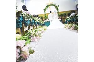 DUOBAO White Aisle Runner for Wedding 4ftx15ft Indoor Outdoor Carpet Sparkling Runners Anniversary Decorations Romantic for Bedroom Walkway