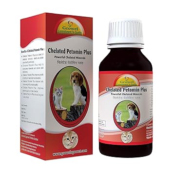 Growel Chelated Petomin Plus - Minerals Supplements for Dog, Puppy and Cat (100ml)