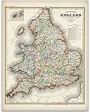 1844 England Map: Vintage Cartography for Antique