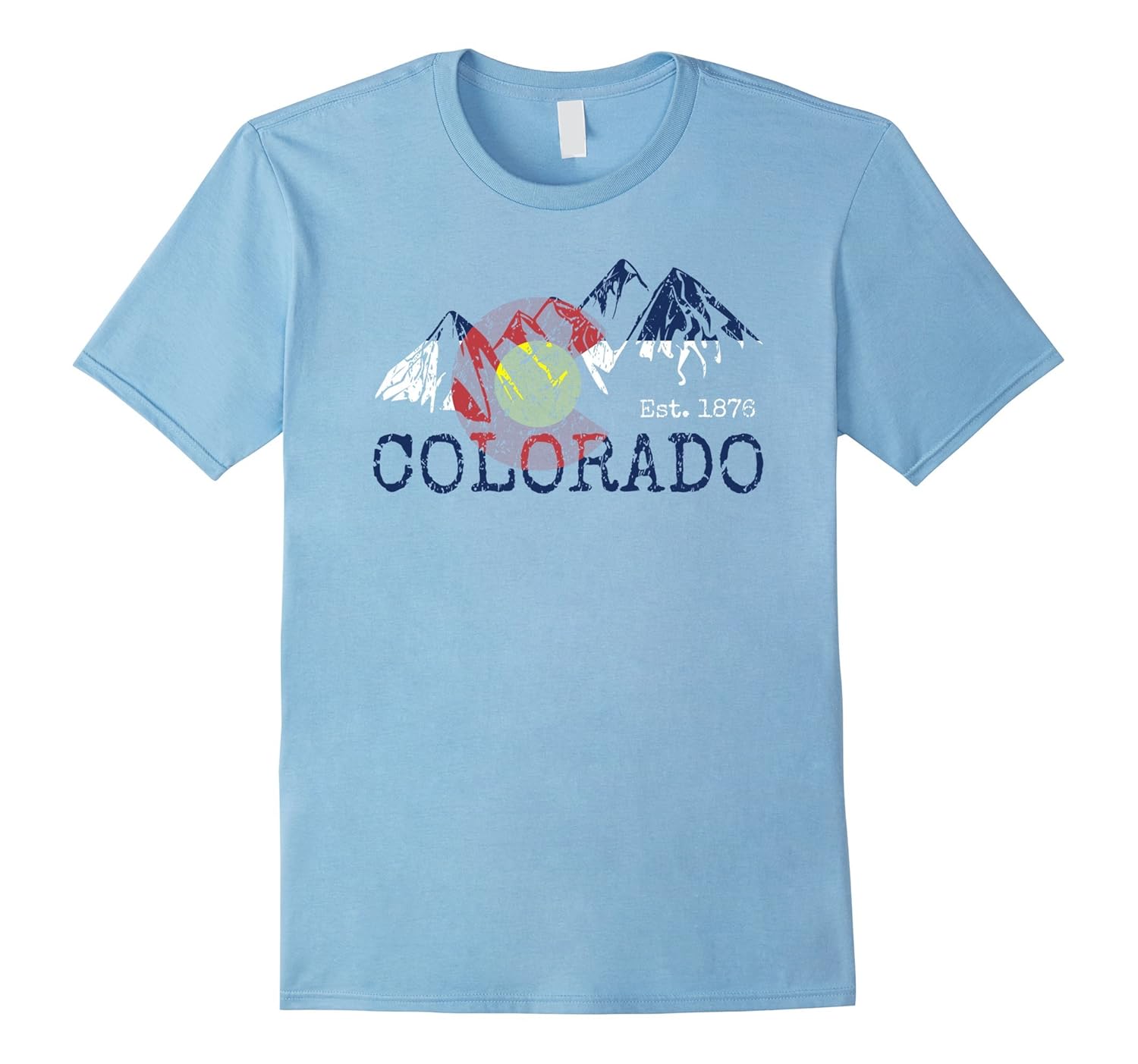 Vintage Colorful Colorado Flag Mountains 1876 Hiking Shirt-4LVS