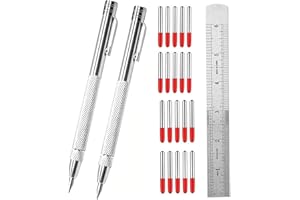 2PCS Tungsten Carbide Scriber with Magnet, Scribe Tool, with Extra 20 Replacement Marking Tip, Metal Engraving Pen with Clip 