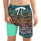 ZenGents Boys Swim Trunks with Compression Liner for 6-20 Years Kids Quick Dry Bathing Suit