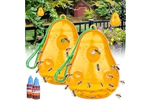 PROTECKER Wasp Trap Outdoor Hanging, Wasp Bee Traps Repellent Outdoor Wasp Deterrent Killer Insect Catcher, Non-Toxic Reusable Hornet Traps Yellow Jacket Traps Outdoor Hanging (2 Pack, Pear Shape)