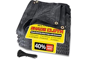 Quobiad 40% Shade Cloth, Black Garden Shade Net 12 x 24 FT Durable Taped Edge with Grommets UV Resistant for Plants, Greenhouse, Vegetables and Patio Sunshade