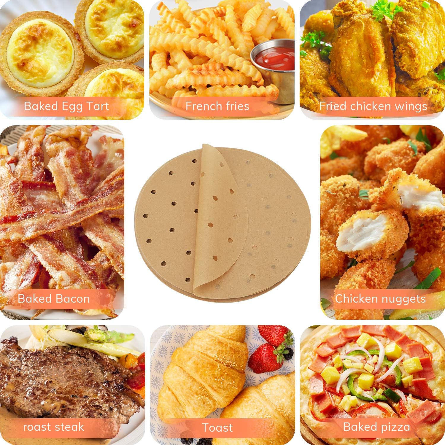 Round Air Fryer Liners 300pcs Beasea 7 Inch Air Fryer Parchment Paper