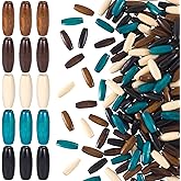 Pndeyo 100pcs Wooden Beads for Crafts, Large Hole Natural Wood Hair Beads, Colorful Wooden Spacer for Necklace Bracelet DIY Craft Handmade Decor- 5 Colors