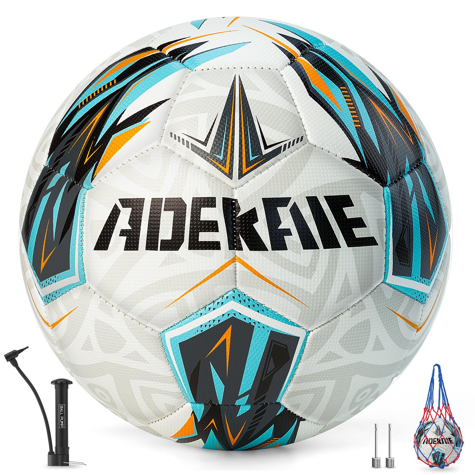 Photo 1 of adekale Soccer Ball Size 5 for All Age Indoor Outdoor Practicing, PU Official Size Soccer Ball, Soccer Gift for Boys Girls Youth Adults College Team, Ideal with Pump and Carry Net