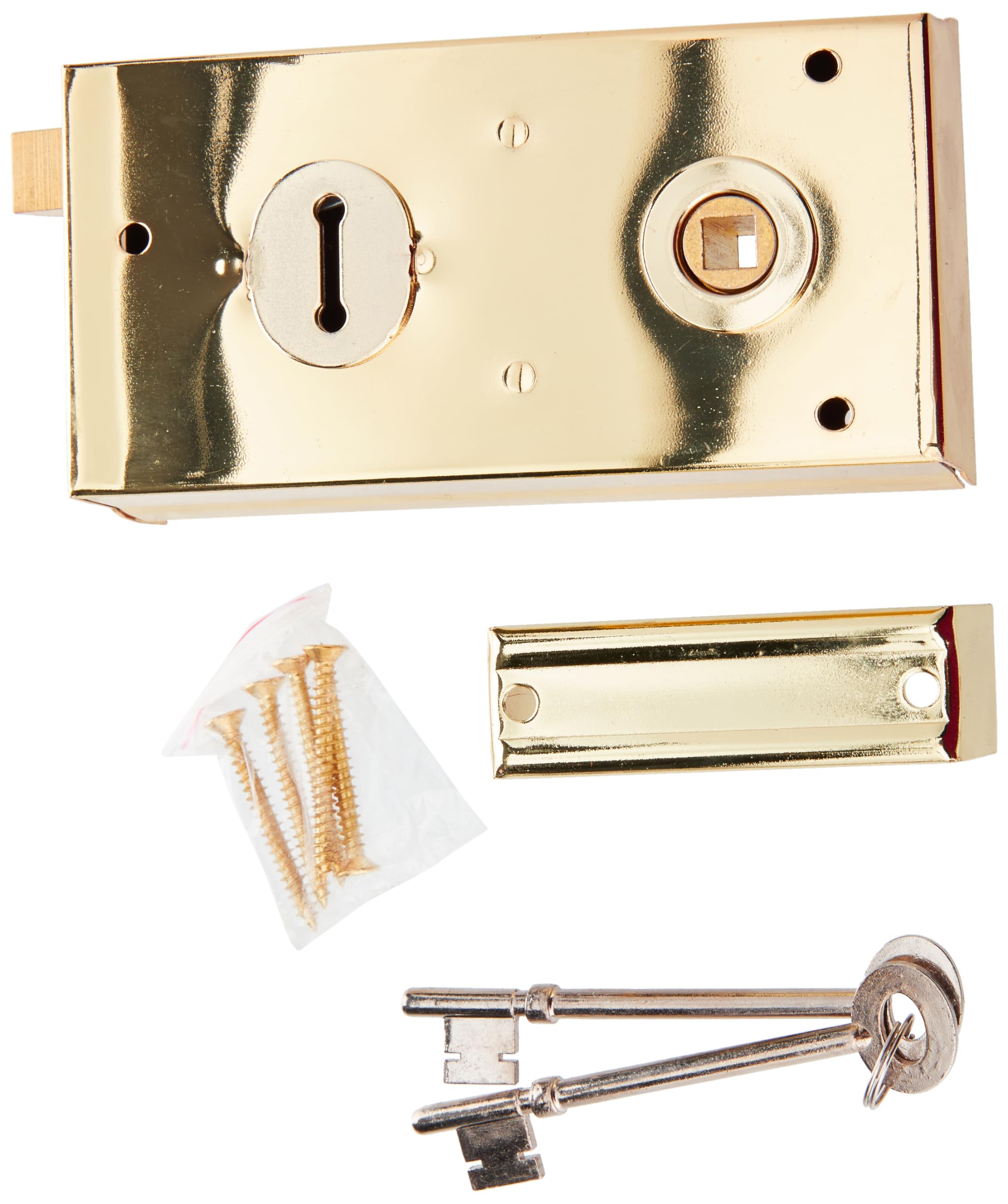 Yale Locks P401GRY Rim Lock 138 x 76mm - Polished Brass Finish (Visi Pack)