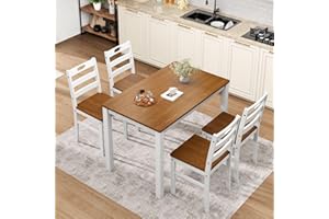 Sophia & William 5 Piece Dining Table Set for 4, Wood Kitchen Table and Chairs,Space-Saving Farmhouse Dining Sets,Walnut & White