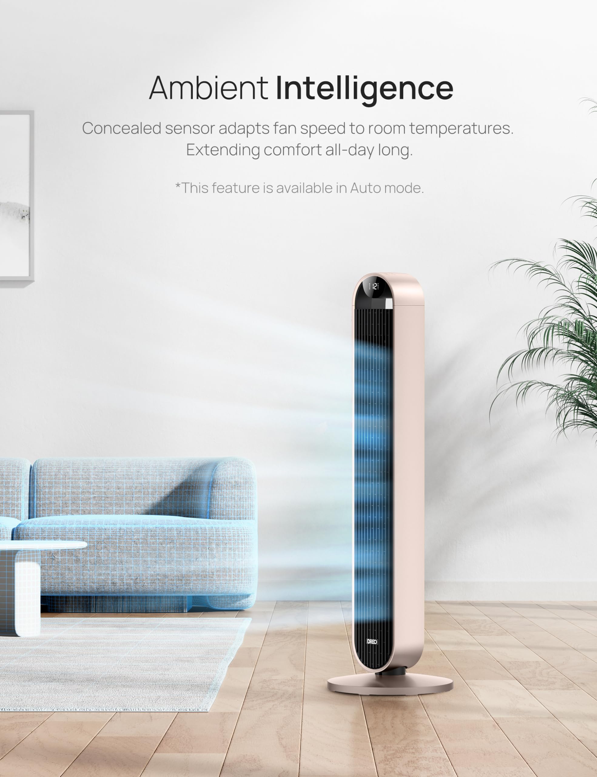 Dreo Smart Tower Fan Voice Control, 120° Oscillating Fan Works with Alexa/Google/App/Remote, 42 Inch, 25dB Quiet DC Bladeless Fan for Bedroom,12 Speeds, Floor Fan for Home, Office, Pilot Max S