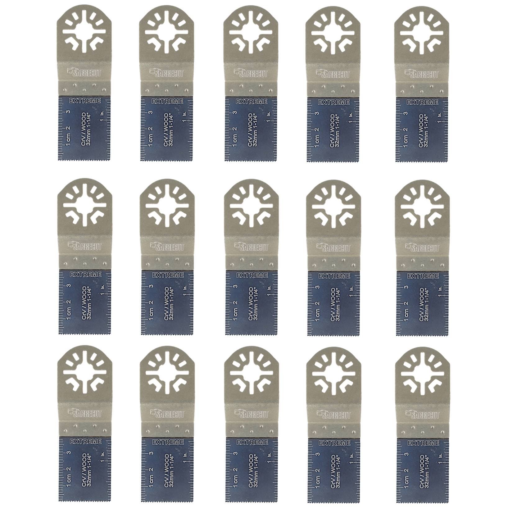 15 x SabreCut PR35F_15 Fine Tooth Blades Compatible with Bosch Fein (Non-StarLock) Makita Milwaukee AEG Batavia Einhell Ergotools Hitachi Parkside Ryobi Worx Workzone Multitool Multi Tool Accessories