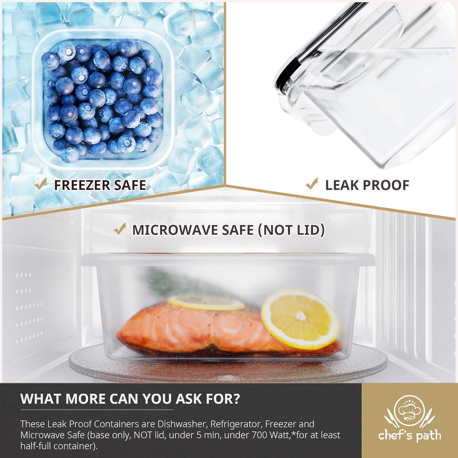 Food Storage Containers Set - Airtight Plastic Containers with Easy Snap Lids (16 Pack) - Leak Proof Kitchen & Pantry Organization - BPA-Free - 16 Chalkboard Labels & Marker - Chef’s Path: Kitchen & Dining