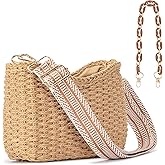 Herald Small Summer Crossbody Bags for Women, Beach Handmade Straw Woven Pocketbooks Handbag Shoulder Purse