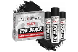DRIP OVER SKILL All-Out War Eye Black Face Paint Stick, 3-Pack, Anti-Glare Sports Drip for Baseball, Football, Softball, Lacrosse, Hunting, Perfect for Costumes & Cos Play, Sports Stocking Stuffer