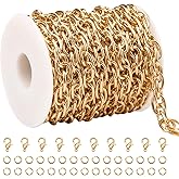 SMYHTGLIF 5 Meters Twisted Rope Bulk Chain for Jewelry Making Gold Plated Aluminum Craft Jewelry Making Chain Spool