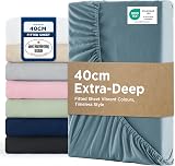 Bedsure Double Fitted Sheet Deep Pocket 16in 40cm Grey-Blue 135x190cm