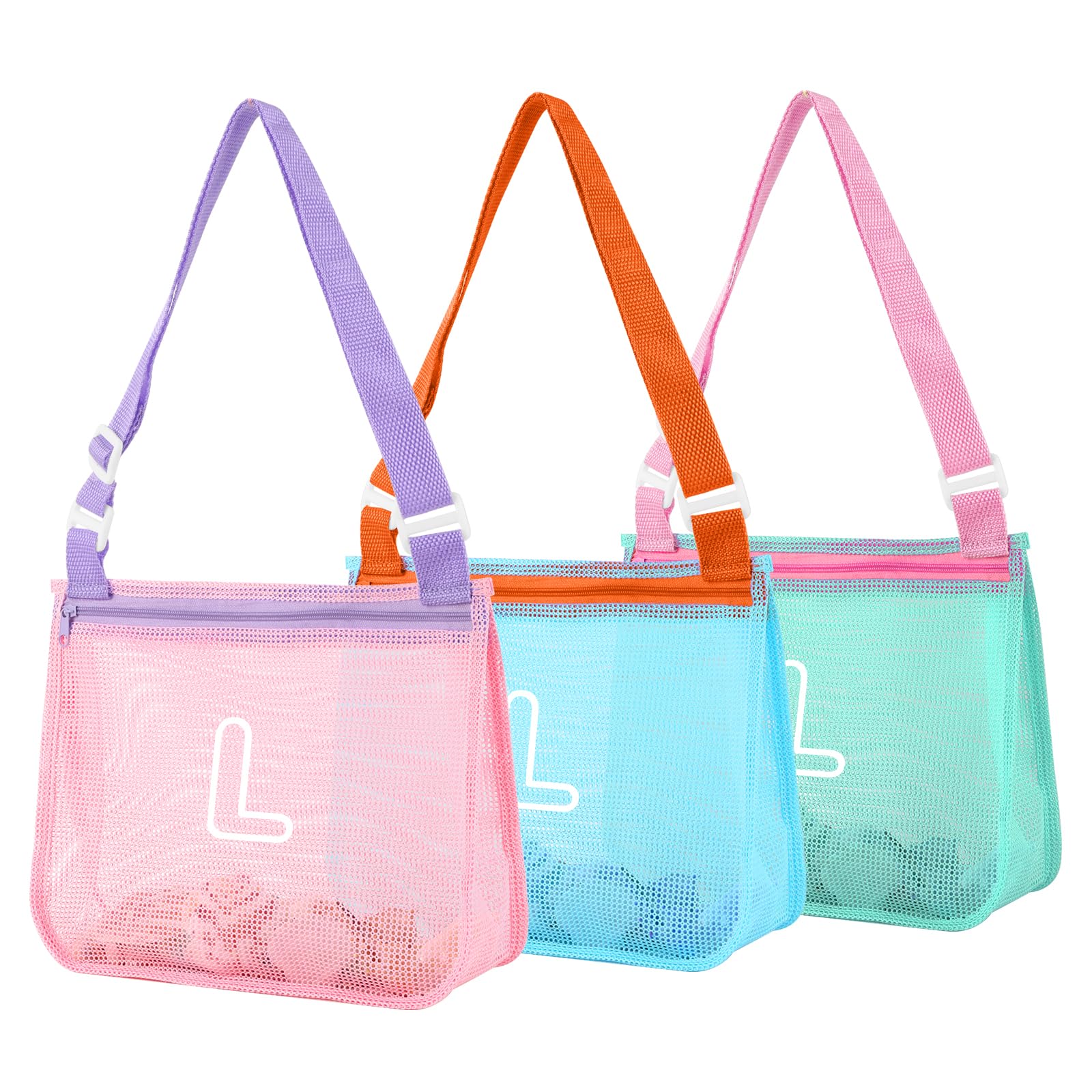 Photo 1 of 1Pcs Personalized Kids Beach Shell Bag, (Letter L)