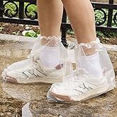 AceFly 10 Pairs Waterproof Shoe Covers for Rain, Disposable Non-Slip Plastic Boot Covers, Indoor/Outdoor Rain Shoe Protectors and Overshoes for Men & Women - Clear